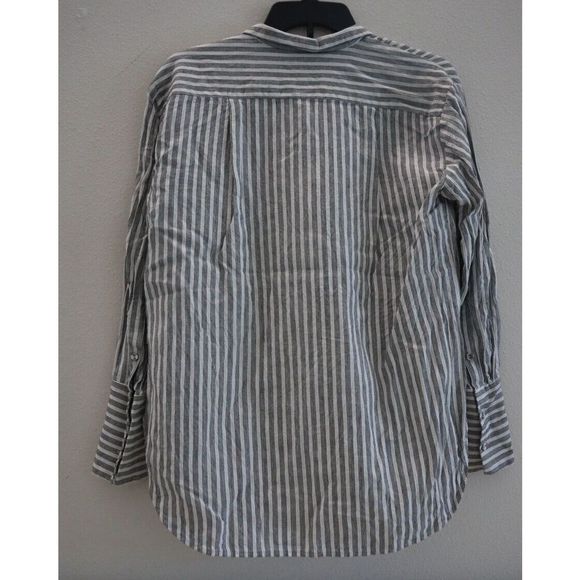 Frame LWSH1084 Women's Sz XS Off White Multi Striped Clean Collared Shirt $275 - Picture 2 of 6